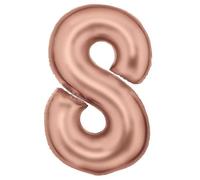 Amscan Ballons en aluminium - Or rose mat - Chiffres 0 à 9 - Décoration pour anniversaire et fête - 86 cm - Chiffres or rose - Décoration de fête - Ballon de fête - Édition : 8ème anniversaire