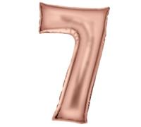 Amscan Ballons en aluminium - Or rose mat - Chiffres 0 à 9 - Décoration pour anniversaire et fête - 86 cm - Chiffres or rose - Décoration de fête - Ballon de fête - Édition : 7ème anniversaire