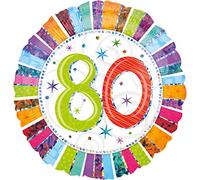amscan Ballons en aluminium standard pour 80e anniversaire - Multicolore - 45,7 cm