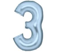 Amscan Ballons gonflables en forme de patelle, bleu mat, chiffre de 0 à 9, décoration pour anniversaire et fête, 86 cm, bleu pastel
