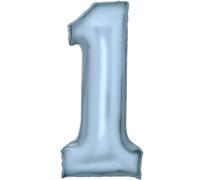 Amscan Ballons gonflables en forme de patelle, bleu mat, chiffre de 0 à 9, décoration pour anniversaire et fête, 86 cm, bleu pastel
