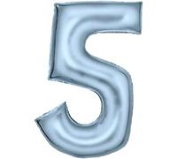 Amscan Ballons gonflables en forme de patelle, bleu mat, chiffre de 0 à 9, décoration pour anniversaire et fête, 86 cm, bleu pastel