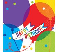 Amscan - Ballons - Serviettes "Brillant", Anniversaire 36 paquets - Papier SG35362 (33 cm) (Coloré)