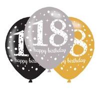 Amscan Ballons en latex pour adultes 18e anniversaire effet scintillant unisexe 27,5 cm 6 pièces Or
