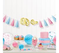Amscan Birth Garland The Big Reveal 240 Cm Papier bleu/rose