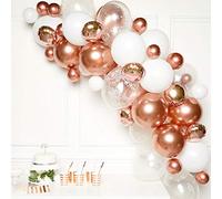 Amscan 9907431 - Guirlande de ballons DIY or rose, 66 ballons en latex et film plastique, vieux rose, rose, transparent, pour anniversaire, naissance, nouvel an, mariage, décoration