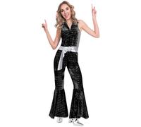 amscan 9905742 Costume disco rétro pour femme Noir Taille 42-44