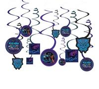 amscan-Black Panther Wakanda Forever Lot de 12 décorations en spirale Multicolore 12,7 cm, 672845