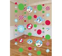 Amscan - Bonhomme de neige - Décoration suspendue "Joyful", design de Noël pack de 8 - fil SG24980 (taille unique) (rouge/vert/blanc)