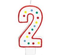 bougie d'anniversaire 2 ans rouge 19 cm