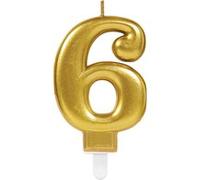 Amscan bougie d'anniversaire 6 ans or 8 cm Goud G