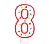 bougie d'anniversaire 8 ans rouge 19 cm