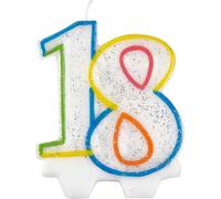 amscan Bougie d'anniversaire Paillettes Paillettes Nombre souhaité (chiffre 18)