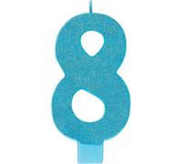 Amscan - Bougie scintillante, 8e anniversaire - Cire SG29863 (taille unique) (Bleu Caraïbes)
