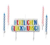 Amscan bougies à gâteau Herzlichen Glückwunsch 6,3 cm 5 pièces Blauw