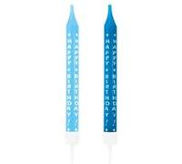 Amscan bougies d'anniversaire Happy Birthday 6,3 cm cire bleue 10 pièces Blauw G