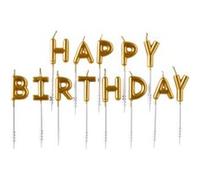 Amscan bougies d'anniversaire Happy Birthday 7,5 cm cire or 13 pièces Goud G