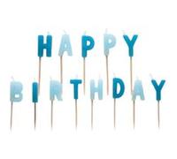Amscan bougies d'anniversaire Happy Birthday 7 cm bleu cire 13 pièces Blauw G