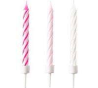Amscan bougies d'anniversaire spirale 6 cm cire fuchsia/rose/blanc 10 pièces Roze G
