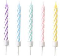 Amscan Bougies spirales 9904360-10 Pastel arc-en-ciel hauteur 6,3 cm Décoration Lilas
