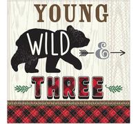 Amscan - Bûcherons - Serviettes en papier "In Two The Wild", papier pack de 16 SG24062 (33,02 cm) (blanc/noir/rouge)