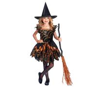 amscan CAT01 - Costume Enfant Sorcière Noir & Orange 3-4 Ans