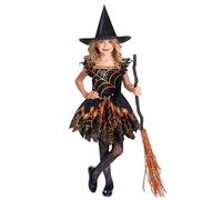 amscan CAT01 - Costume Enfant Sorcière Noir & Orange 8-10 Ans