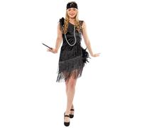 amscan Charlston Diva Flapper Black Size 12-14 Ensemble de Costume, Noir, 46-48 (Lot de 2) Femme