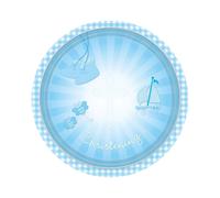 Amscan - Chaussons bébé - Assiette de fête, papier, baptême pack de 8 SG29355 (taille unique) (Bleu/Blanc)