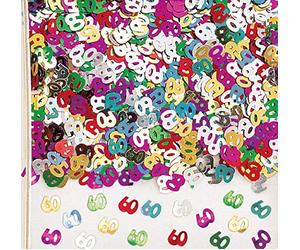 Amscan confettis Multicolore 60 Ans métallique pour Fete Anniversaire