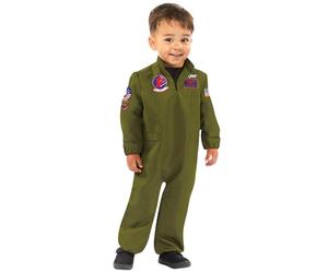 Amscan - Costume bébé Top Gun Maverick, pilote, combinaison, pilote de jet, carnaval, 80, Vert