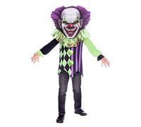 amscan Costume de clown d'horreur pour enfant, t-shirt à manches longues, capuche avec col et masque intégrés, clown effrayant, fête à thème, carnaval, Halloween