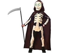 amscan Costume de Faucheuse pour Enfant, Combinaison, Cape, Masque, Grim Reaper, Squelette, Horreur, fête à thème, Carnaval, Halloween