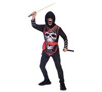 amscan Costume de Ninja Noir avec Masque de Dents Effrayant - 10235369-10-12 Ans - 1 PC