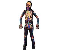 amscan Costume de squelette phosphorescent pour enfant de 6 à 8 ans, Noir