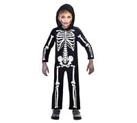 amscan - Costume de squelette pour enfant, structure en os, carnaval, fête à thème, Halloween., 10-12 ans, Noir/Blanc.