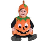amscan- Cutie Baby Pumpkin Costume-Age Years-1 Pc Halloween Citrouille pour bébé Cutie-1-2 pièce, 9903883, Orange, 1-2 Ans