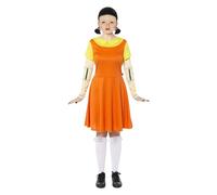 Amscan - Costume Poupée Squid Game, robe, Horreur, Halloween, Carnaval, Orange