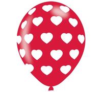 Amscan - Cœur - Manches ballon, latex, fête Pack de 6 SG26003 (taille unique) (Rouge/Blanc)
