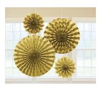 Amscan décoration de fête d'éventail 4 pièces 20/30/40 cm or Goud G