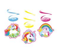 amscan- Décoration Tourbillon Licorne-6 pièces Unicorn Suspendus, 11012050, Multicolore, Taille Unique