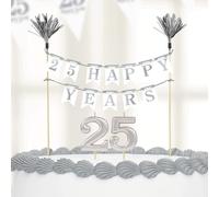 Amscan - Décorations pour bougies et gâteaux, 25e anniversaire pack de 3 - Papier, cire SG25492 (taille unique) (Argent)