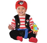 amscan Déguisement de pirate bébé avec bandeau rouge et jouet perroquet - 12-24 mois - 846803-55, Multicore