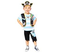 amscan Déguisement de pirate George pour garçon sous licence officielle Peppa Pig, Bleu, noir et blanc, 3 ans