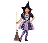 amscan - DÉGUISEMENT SORCIÈRE ÉTOILÉE Violette Fille - Se Déguiser, Cosplay pour Halloween - Thème(s) : Sorcellerie - Taille 2/3 Ans