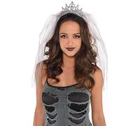 amscan Diadème avec voile gris, gris, taille unique