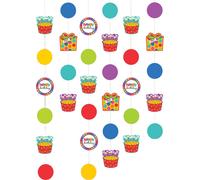Amscan - Dots and stripes - Party decoration, Happy Birthday 6-pack set SG9597 (one size) (coloré)