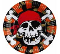 Amscan - Drapeau pirate - Assiettes, papier pack de 8 SG25602 (taille unique) (Rouge/Blanc/Noir)