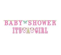 Amscan - Drapeaux "Its A Girl", Baby Shower - Papier SG35345 (taille unique) (Rose)