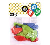 amscan Emoticons Lot de 6 ballons en latex avec motif smiley, 11012008, Couleur assortie, 40g